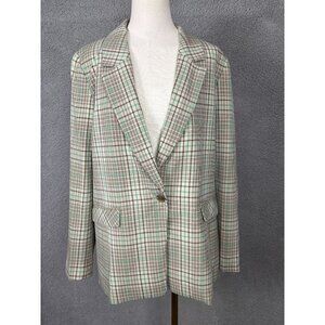 On 34th Women's Plaid Boyfriend Blazer Size Large Multicolor Single Button NWT's